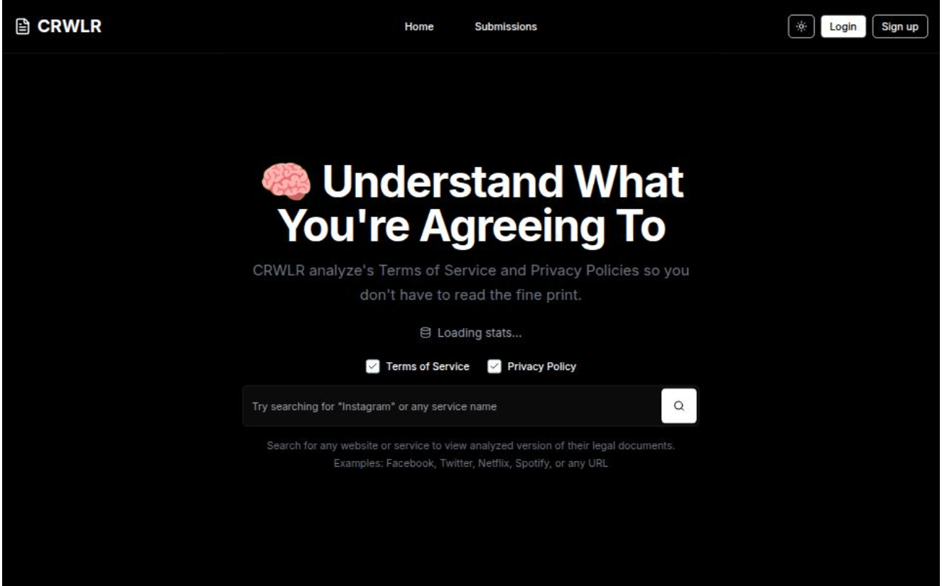 CRWLR - Terms of Service & Privacy Policy Analyzer